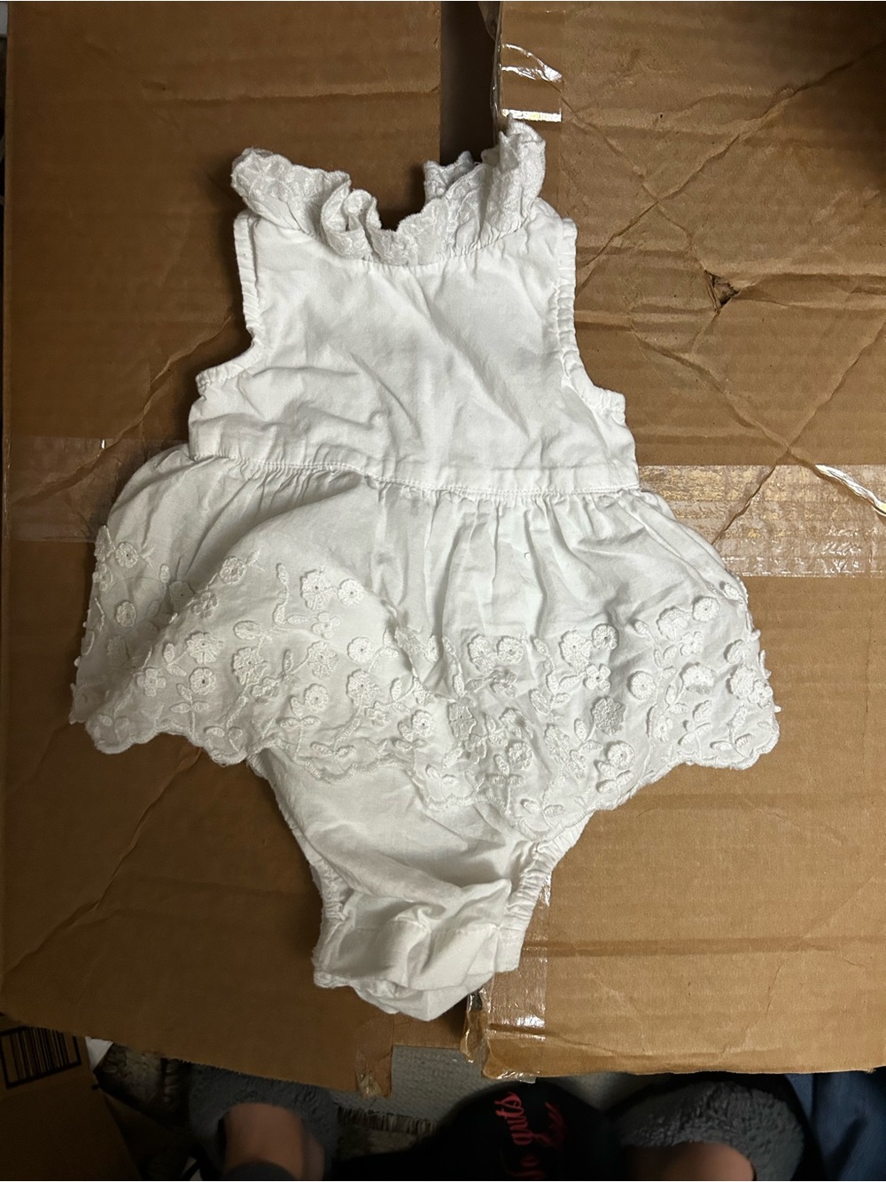 GAP White Floral Eyelet Diaper Cover Romper